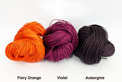PaperPhine: Bulky Paper Twines in Fiery Orange, Violet and Aubergine