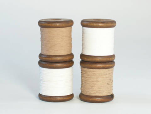 Finest Paper Yarn on a Wooden Bobbin: White and Natural